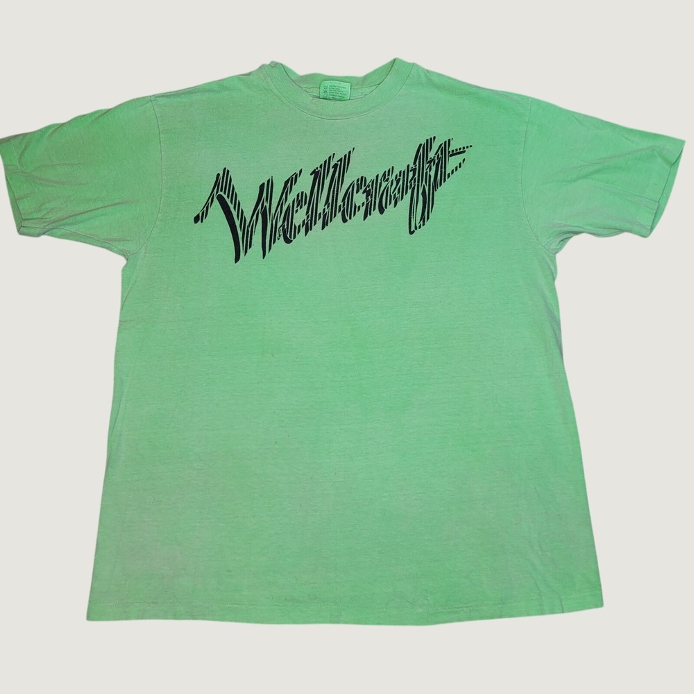 Wellcraft Boat 90's VTG Shirt Single Stitch USA Script Logo Neon Green XL Hanes